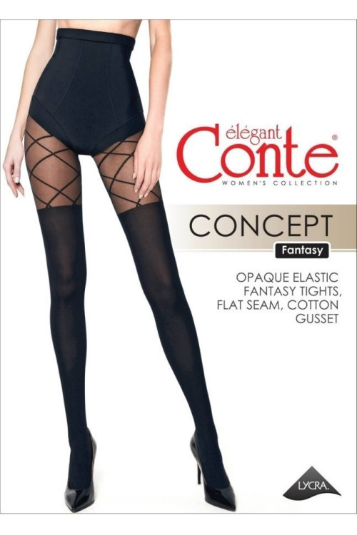 Колготки жіночі Conte Fantasy Concept з імітацією гольфінів і малюнком "ромби"